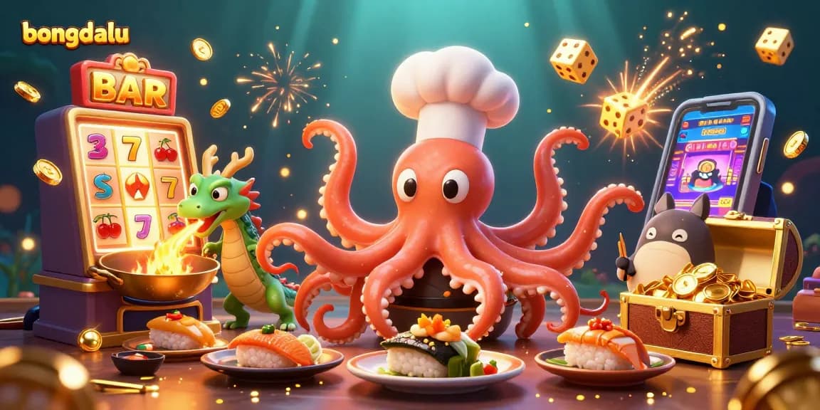Engage with bongdalu in this vibrant 3D casino scene featuring cartoon characters and dynamic game elements.