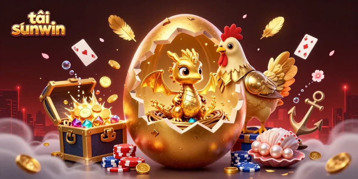 Experience the thrill of tải sunwin with this vibrant 3D illustration featuring a golden dragon among poker chips.