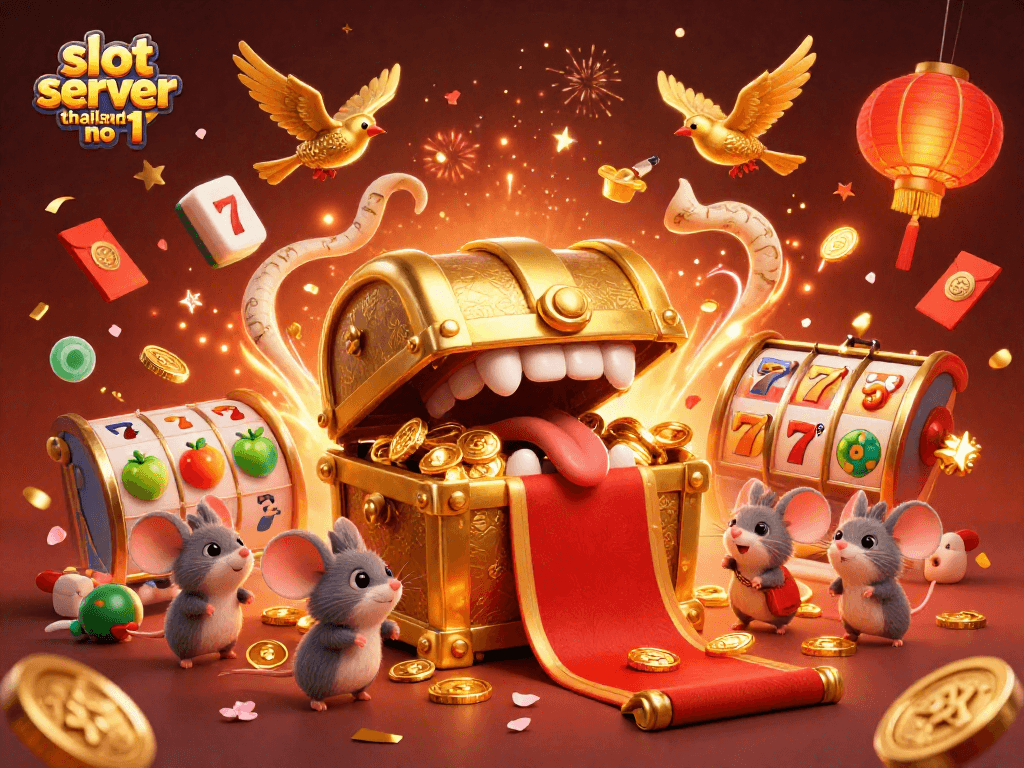 Play exciting slots and win with slot server thailand no 1 in this vibrant 3D casino scene.