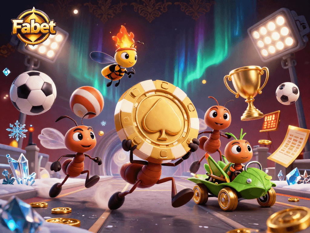 Fabet introduces thrilling action as cartoon ants execute a heist while transporting a giant poker chip.