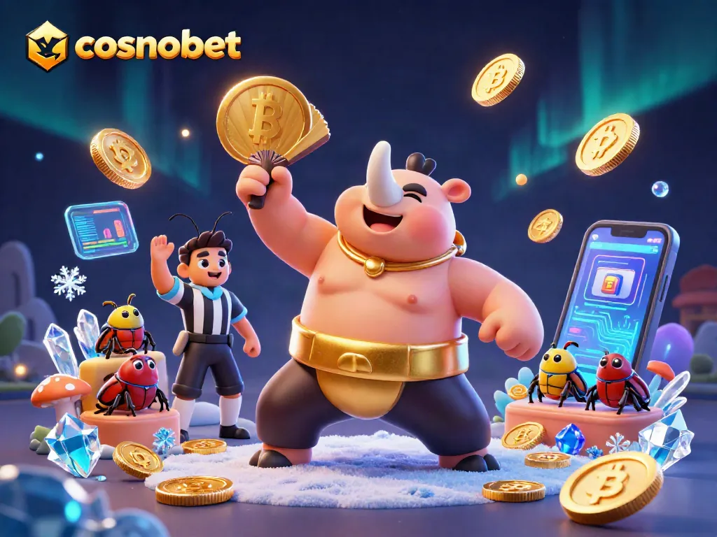 Experience the excitement of cosmobet with a vibrant 3D casino scene featuring a beetle champion.
