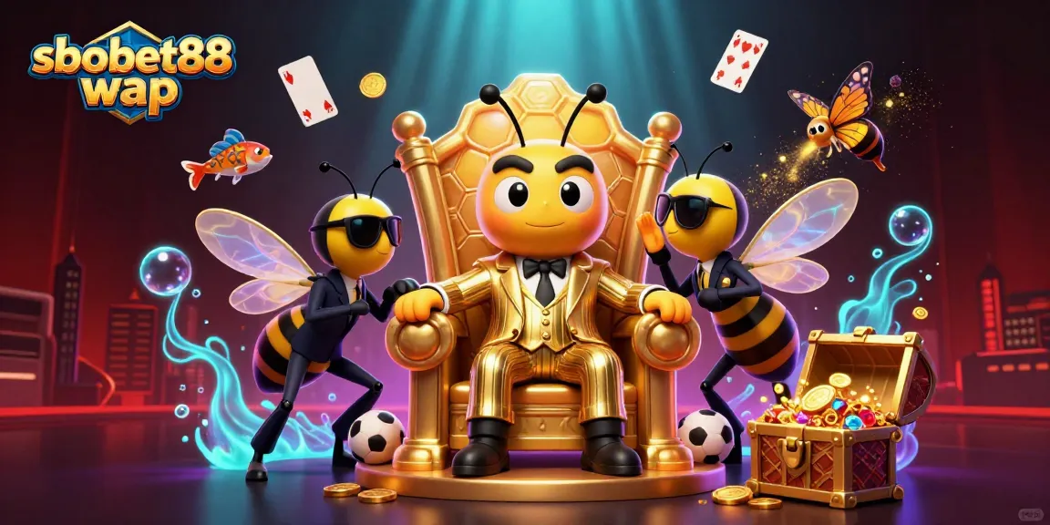 Bet on sbobet88 wap with the bumblebee mob boss in a whimsical 3D illustration, showcasing sports betting.