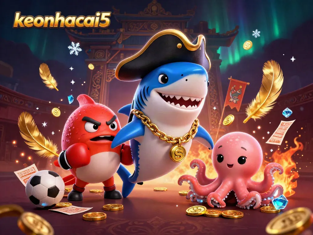 Engage in thrilling sports betting with keonhacai5's detailed casino illustration showcasing vibrant characters and elements.