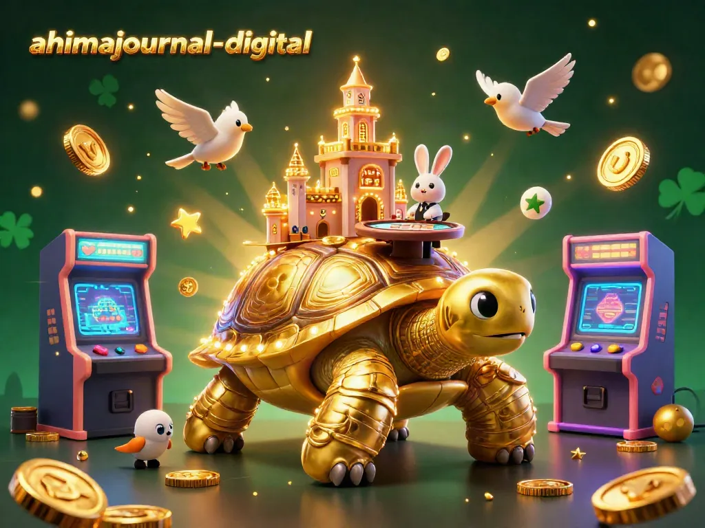 Join the thrilling experience at ahimajournal-digital with a vibrant 3D casino scene featuring animated characters.