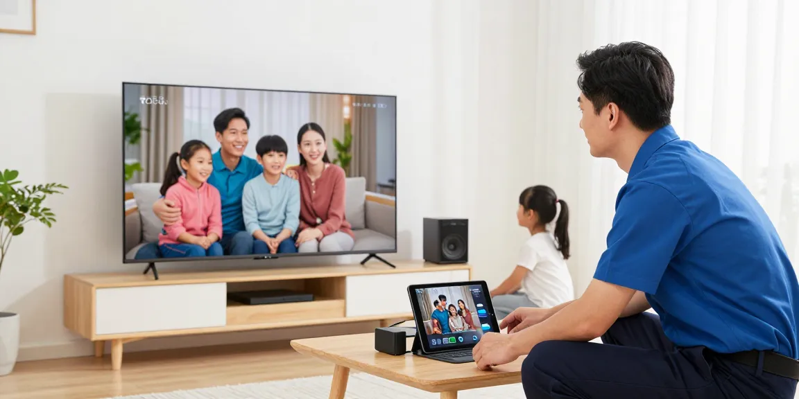 IPTV services installation by trusted local professional in a family home.