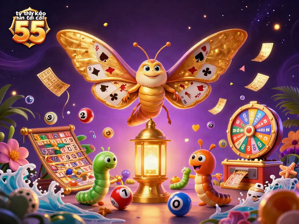 Engaging 3D illustration showcasing tỷ lệ kèo nhà cái 55 with vibrant casino elements for players.