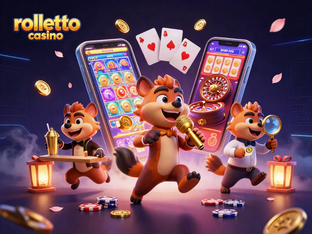 Experience fun at rolletto casino with hyenas enjoying games, cocktails, and comedy.