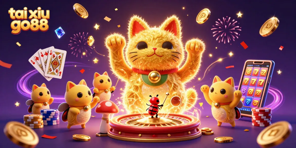 Experience the thrill with tai xiu go88 as golden fireflies animate lucky casino symbols!