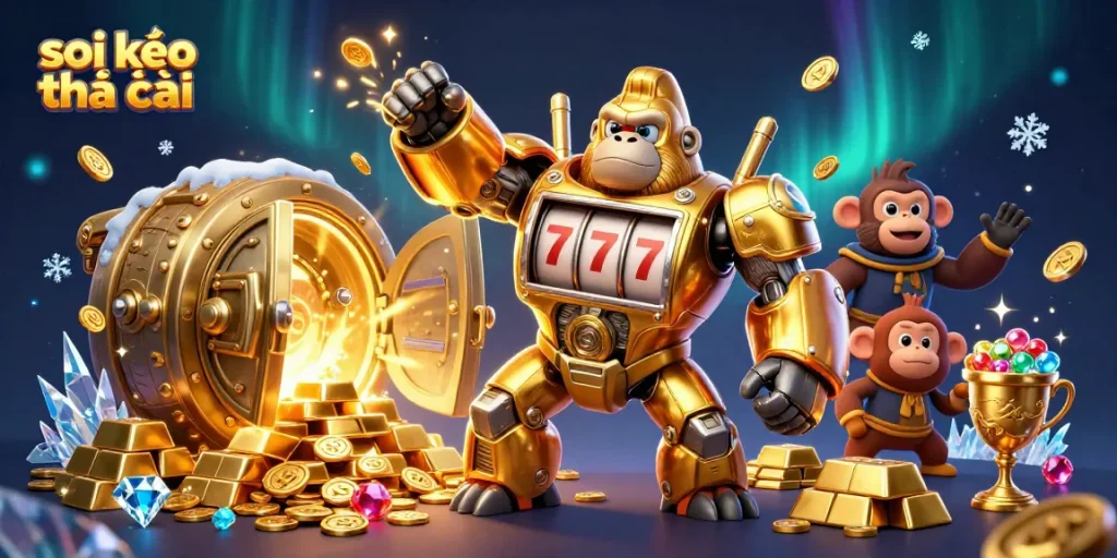 Experience winning strategies with soi kèo nhà cái in a vibrant 3D casino scene filled with treasures.