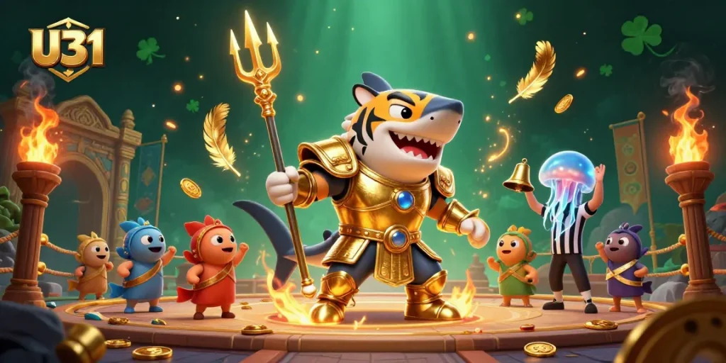 Experience exciting gameplay at U31 with a vibrant underwater casino arena illustration.