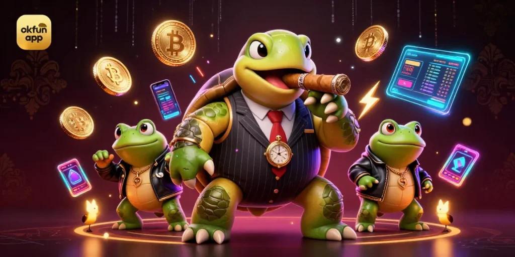 Engage with the thrilling okfun app experience alongside characters in a vibrant casino setting.