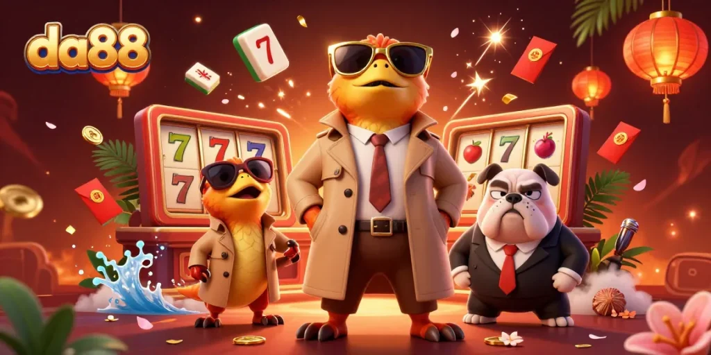 Experience thrilling wins at da88 with 3D raptors in a trench coat entering a VIP casino lounge.